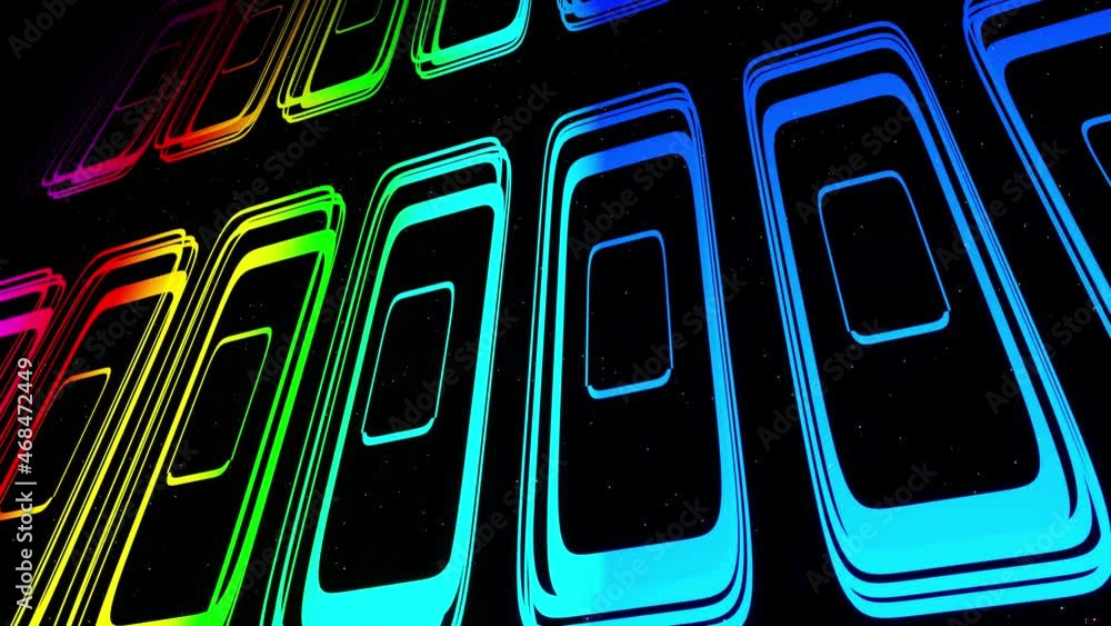 Aufkleber vj abstract sci fi futuristic bg. fly over 3d multilayer hologram complex pattern. neon light rainbo