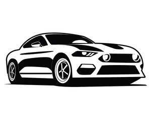Plakat vintage black white isolated side view muscle car vector graphic illustration