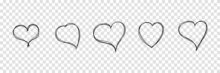 Hand drawn hearts. Hand drawn love symbol collection. Vector illustration