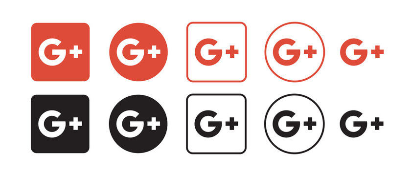 Google plus vector logo icon set. Vector illustration