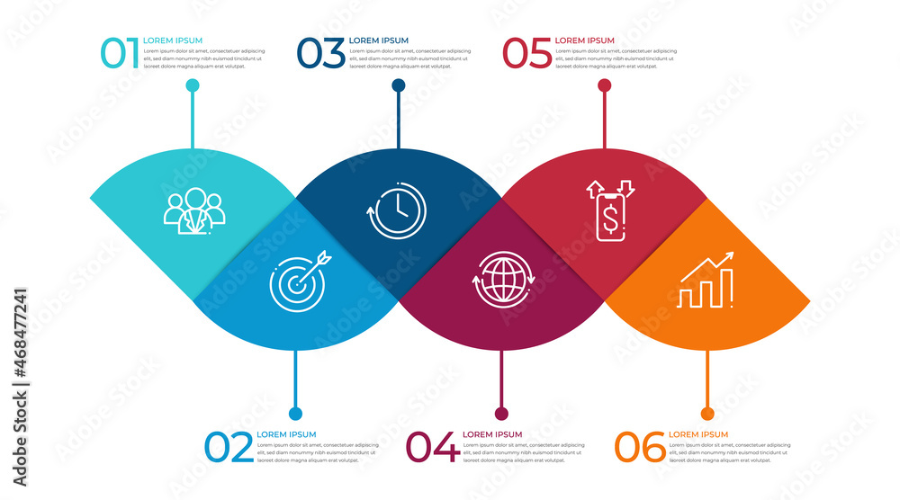 Wall mural modern timeline infographic template 6 step