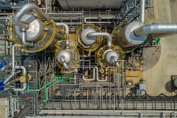 Top Down Aerial View of Massive Refinery Operation based next to the Ohio River USA