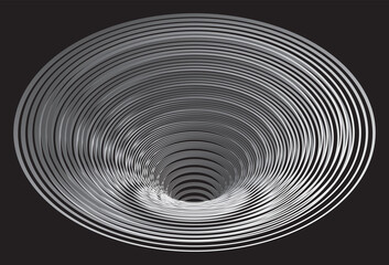 Tunnel or wormhole. Digital wireframe tunnel. 3D tunnel grid