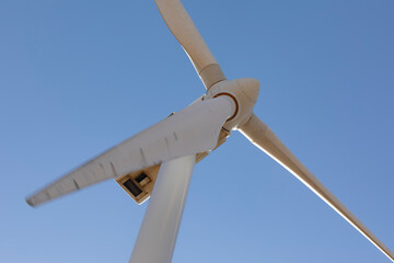 Wind turbine, producing renewable energy, in the municipality of Rueda de Jalon, Valdejalon region, Zaragoza province, Aragon, Spain
