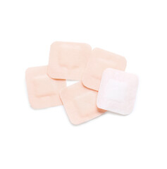 Medical bandage plasters on white background