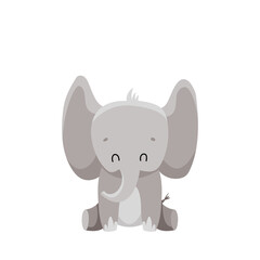 Cute elephant cartoon character. Print for baby shower party. Scandinavian style Vector illustration  in Flat design.