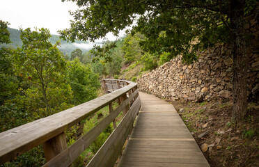 wooden walkways of Paiva river at Arouca Geopark, Canelas e Espiunca, Municipality of Arouca, Aveiro District, Portugal