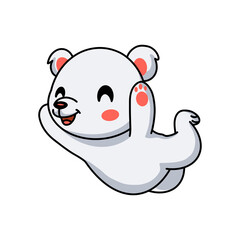 Cute little polar bear cartoon jumping