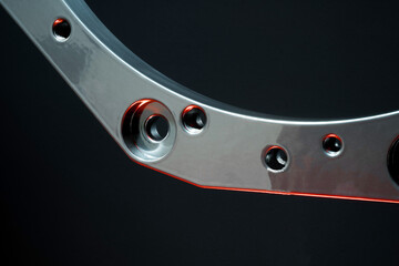 adapter plate for car tuning transmission replacement photographed at a long exposure