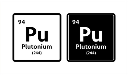 Plutonium symbol. Chemical element of the periodic table. Vector stock illustration