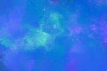 Fototapeta na wymiar abstract blue background with drops and paint splash, turquoise and purple modern wallpaper with light spots, handcrafted art, lightened water surface, ocean breeze, colorful fluid interior painting