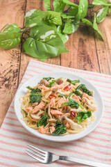 鮭とホウレン草の和風パスタ