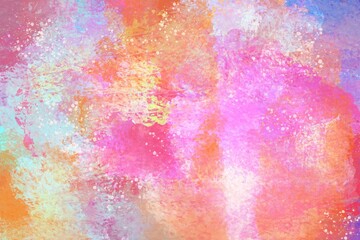 abstract pink watercolor background, colorful paint strokes on the canvas, yellow, violet, pink, orange color theme, interior painting, wall decoration, handcrafted abstract texture 