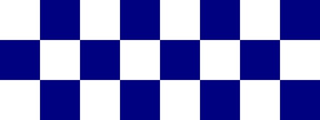 Checkerboard banner. Navy and White colors of checkerboard. Big squares, big cells. Chessboard, checkerboard texture. Squares pattern. Background.