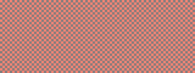 Checkerboard banner. Grey and Salmon colors of checkerboard. Small squares, small cells. Chessboard, checkerboard texture. Squares pattern. Background.