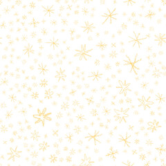 Hand Drawn Snowflakes Christmas Seamless Pattern. Subtle Flying Snow Flakes on chalk snowflakes Background. Astonishing chalk handdrawn snow overlay. Cute holiday season decoration.