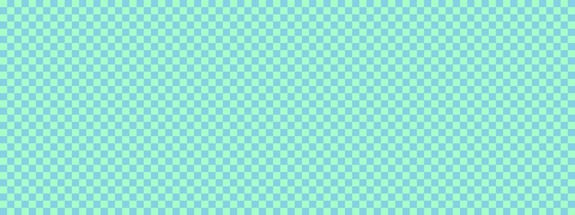 Checkerboard banner. Sky blue and Mint colors of checkerboard. Small squares, small cells. Chessboard, checkerboard texture. Squares pattern. Background.