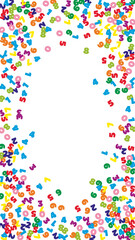 Falling colorful numbers. Math study concept with flying digits. Bewitching back to school mathematics banner on white background. Falling numbers vector illustration.