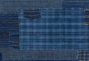 日本の伝統模様、明治時代の藍染の襤褸布