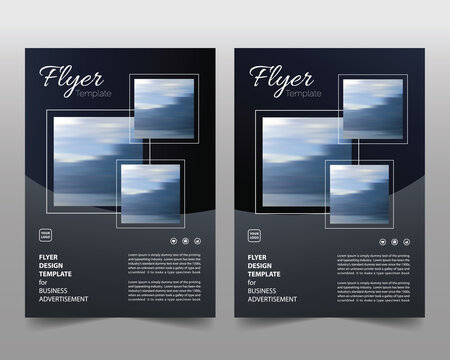 Collection of modern design poster flyer brochure cover layout template with 3 spaces for photos in the background
