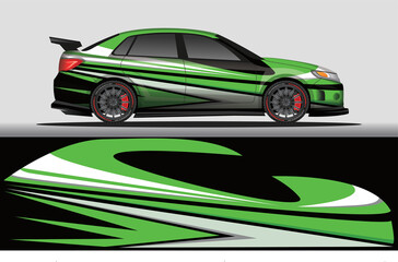 Plakat Car livery wrap decal, rally race style vector illustration abstract background