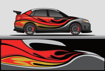 Naklejka premium Car livery wrap decal, rally race style vector illustration abstract background