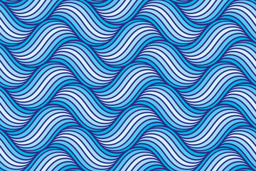 Blue Water Waves - Seamless Geometric Vector Pattern
