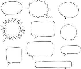 Speech bubble, speech balloon, chat bubble flat line vector icon