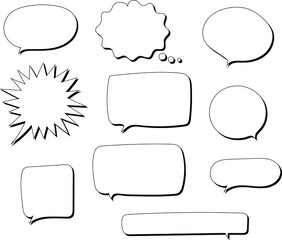 Speech bubble, speech balloon, chat bubble flat line vector icon