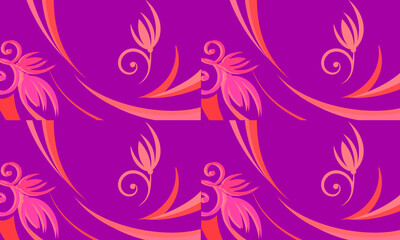 purple background with a collection of floral motifs