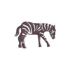 Fototapeta na wymiar One single line drawing of zebra for zoo safari national park logo identity. Typical horse from Africa with stripes concept for kids playground mascot. Continuous line draw vector design illustration