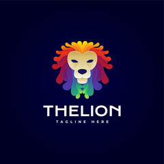 Lion head illustration modern colorful gradient style logo
