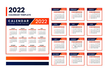 Calendar 2022 design template illustration