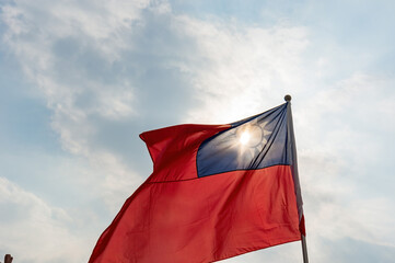 Taiwan flag swinging at National Chiang Kai shek Memorial Hall