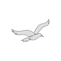One single line drawing of wild seagull for company business logo identity. Cute bird mascot concept for conservation national park symbol. Continuous line draw design graphic illustration vector