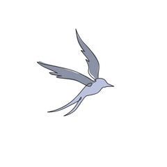 One continuous line drawing of luxury swallow for company logo identity. Cute bird mascot concept for organic food symbol. Dynamic single line draw graphic design vector illustration