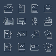 Fototapeta na wymiar CV and Resume and Self Presentation icons set. CV and Resume and Self Presentation pack symbol vector elements for infographic web