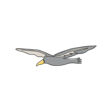 recommend clip art: One continuous line drawing of cute albatross for bird conservation logo identity. Adorable sea bird mascot concept for national zoo icon. Trendy single line draw graphic design vector illustration