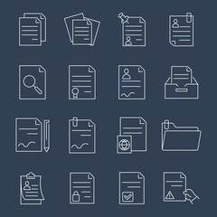 Documents icons set. Documents pack symbol vector elements for infographic web