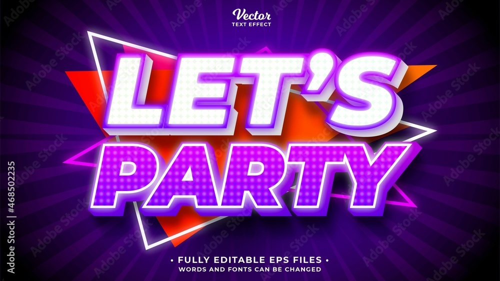 Poster party text effect editable eps cc. words and fonts can be changed