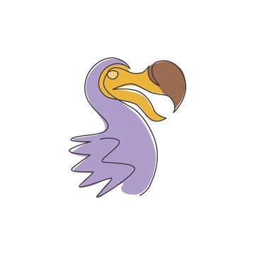 recommend clip art: One continuous line drawing of cute adorable dodo bird head for logo identity. Extinct animal mascot concept for museum zoo icon. Modern single line draw design vector illustration graphic