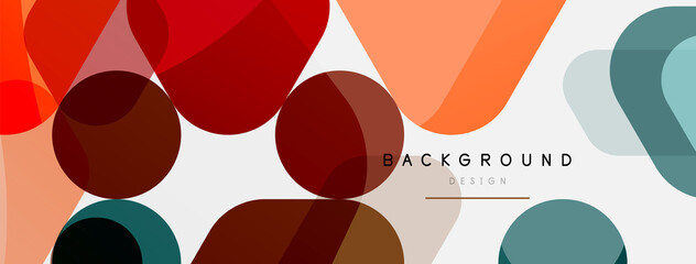 Color bubbles and rounded geometric shapes on white. Vector geometric minimal abstract background for wallpaper, banner, background, landing page