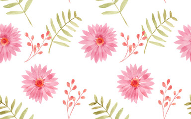 Beautiful watercolor flowers as seamless pattern
