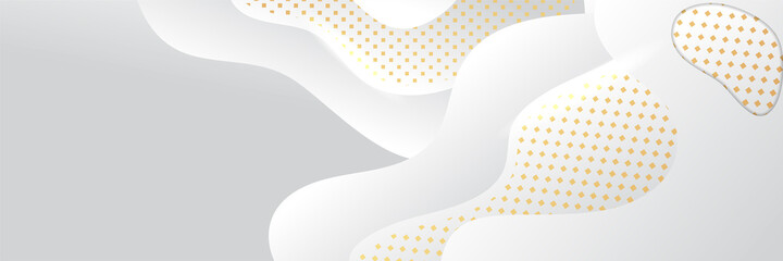 Modern white gold wide banner background. Abstract background for banner design. Web banner, texture, and header for website. Vector abstract graphic design banner pattern background template.