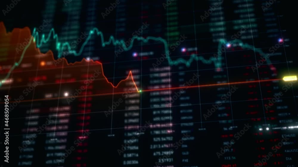 Poster stock market and information of exchange with data of price on market wall. change and volume. finan