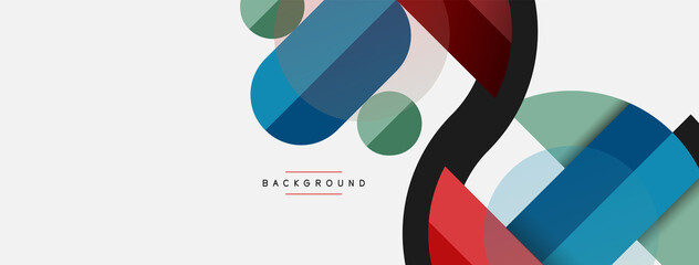 Geometric shapes composition abstract background. Circles lines and rectangles. Vector illustration for wallpaper banner background or landing page