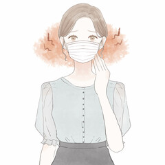 マスク着用による摩擦・炎症に悩む女性