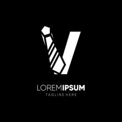 Letter V Tie Elegant Logo Design Vector Icon Graphic Emblem Illustration Background Template