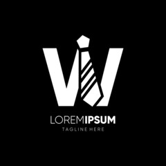 Letter W Tie Elegant Logo Design Vector Icon Graphic Emblem Illustration Background Template