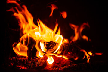 fire on the black background